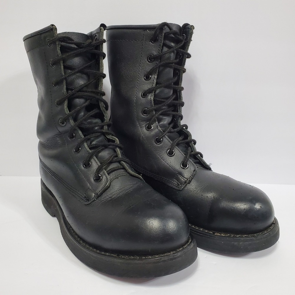 Addison Shoe Co. Military Combat Mens US 5R Black Leather Steel Toe Ankle Boots